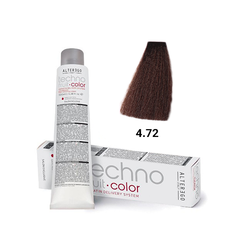 رنگ مو آلترگو تکنو 4.72 قهوه‌ای بنفش Alter Ego Techno Hair Color 4.72 Brown Violet – Made in Italy رنگ قهوه‌ای طبیعی با 
