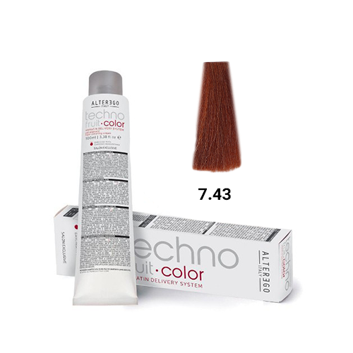 رنگ مو آلترگو تکنو 7.43 بلوند مسی طلایی Alter Ego Techno Hair Color 7.43 Copper Golden Blonde – Made in Italy رنگ بلوند