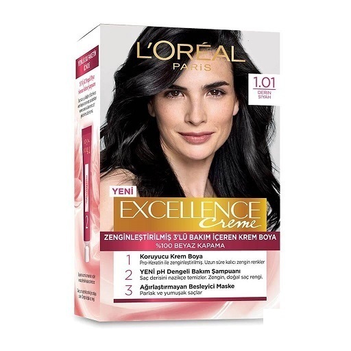 رنگ مو لورآل اکسلانس شماره ۱.۰۱ – مشکی خاکستری طبیعی