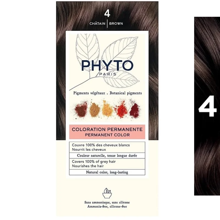 رنگ موی فیتو شماره ۴ قهوهای طبیعی (Phytocolor 4 Brown) | رنگ گیاهی بدون آمونیاک با جلوه گرم و کلاسیک