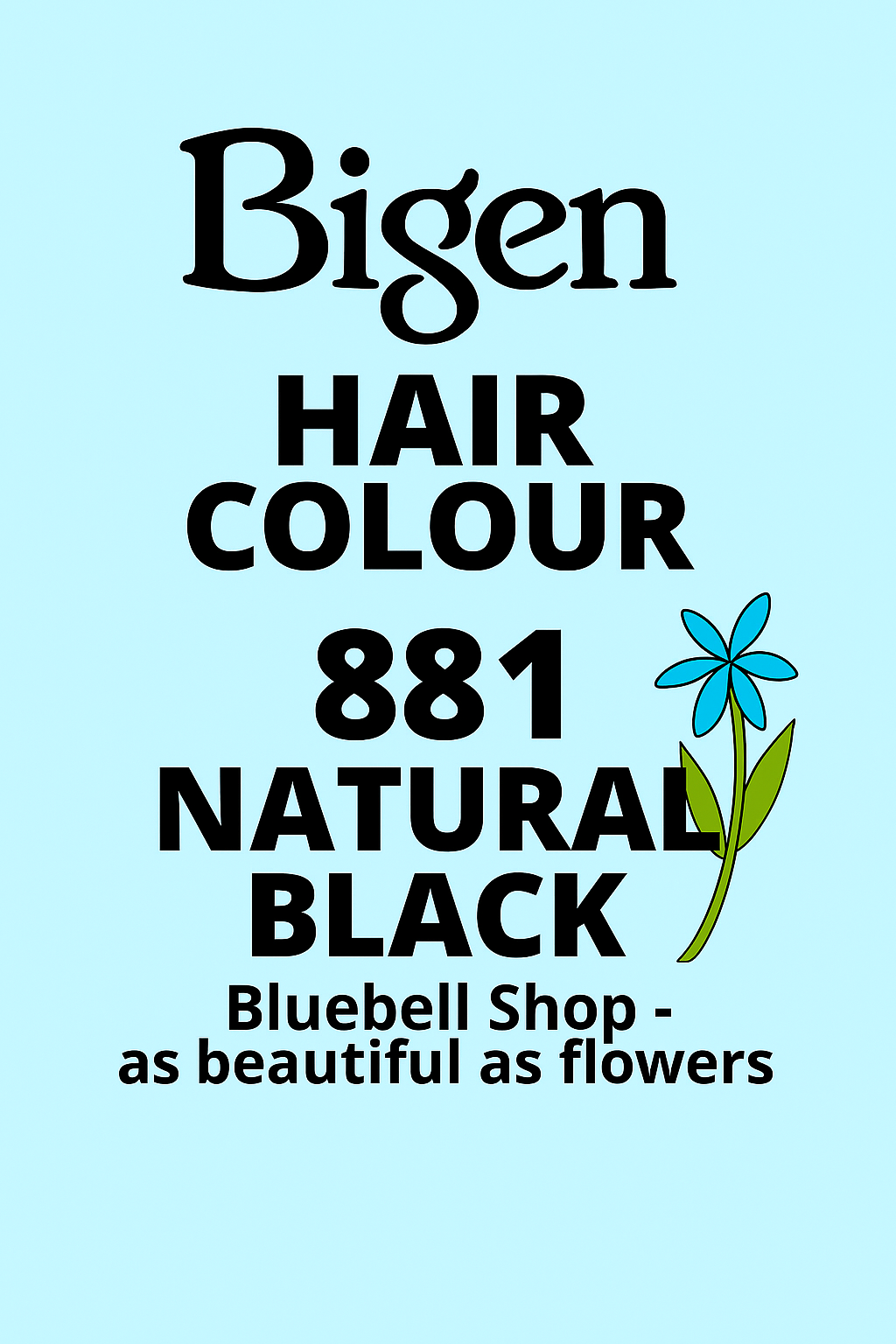  رنگ موی بیگن شماره ۸۸۱ مشکی طبیعی (Bigen Hair Colour 881 Natural Black) | رنگ پودری دائمی بدون آمونیاک حجم ۴۰ میل با پوش 