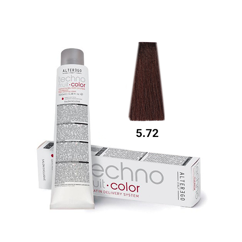 رنگ مو آلترگو تکنو 5.72 شکلاتی بنفش Alter Ego Techno Hair Color 5.72 Violet Chocolate – Made in Italy رنگ قهوه‌ای شکلاتی 