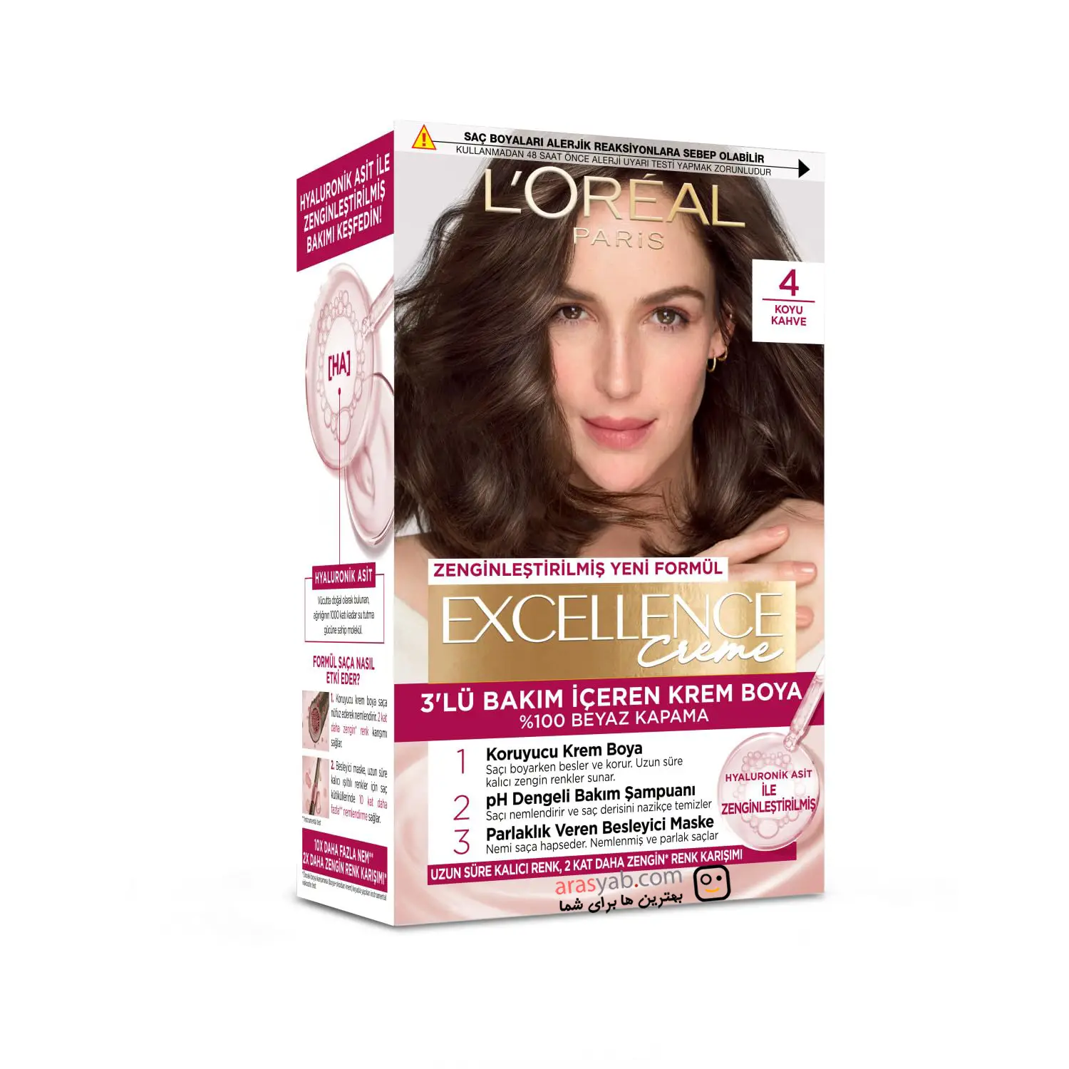  رنگ مو لورآل اکسلانس شماره ۴ – قهوه‌ای تیره (Koyu Kahve) 