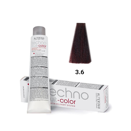 رنگ مو آلترگو تکنو 3.6 بلوطی تیره قرمز (Alter Ego Techno Hair Color 3.6 Dark Chestnut Red – Made in Italy) | رنگ گرم و خ