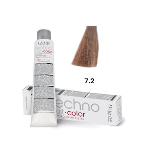 رنگ مو آلترگو تکنو 7.2 بلوند براق Alter Ego Techno Hair Color 7.2 Iridescent Blonde – Made in Italy رنگ بلوند متوسط با ت 