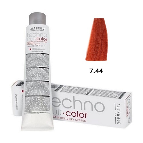 رنگ مو آلترگو تکنو 7.44 بلوند مسی قوی Alter Ego Techno Hair Color 7.44 Intense Copper Blonde – Made in Italy رنگ بلوند م