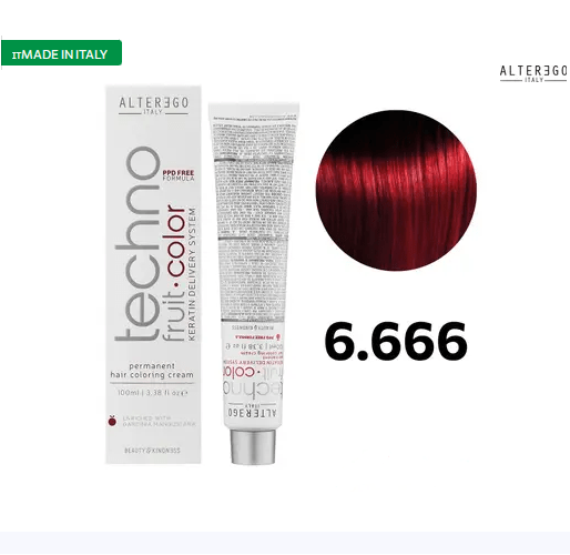 رنگ مو آلترگو تکنو 6.666 بلوند تیره قرمز ویولت قوی Alter Ego Techno Hair Color 6.666 Intense Red Violet Dark Blonde – Ma