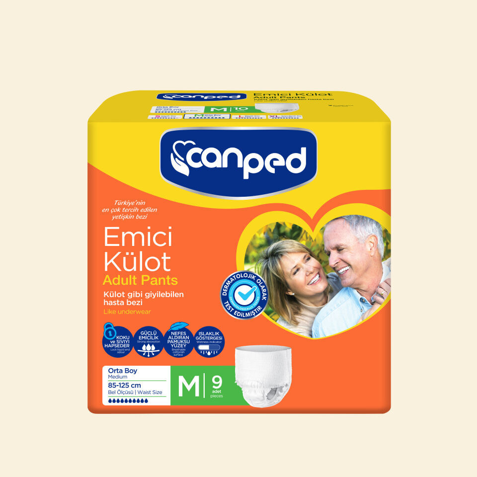  پوشک بزرگسال شورتی جان پد سایز متوسط بسته ۹ عددی (Canped Adult Pants Medium Size – 9 pcs) | جذب بالا، راحتی کامل، مناسب 