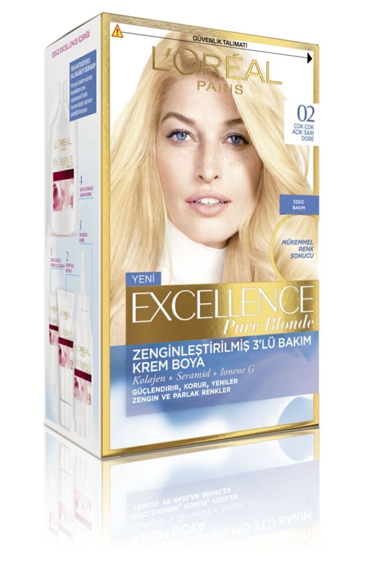 رنگ مو لورآل اکسلانس شماره ۰۲ – بلوند خیلی روشن خاکستری