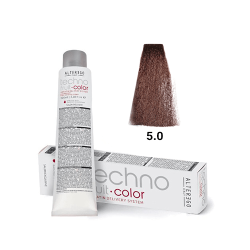 رنگ مو آلترگو تکنو 5.0 قهوه‌ای روشن Alter Ego Techno Hair Color 5.0 Light Brown – Made in Italy رنگ طبیعی و ملایم، پوشش 