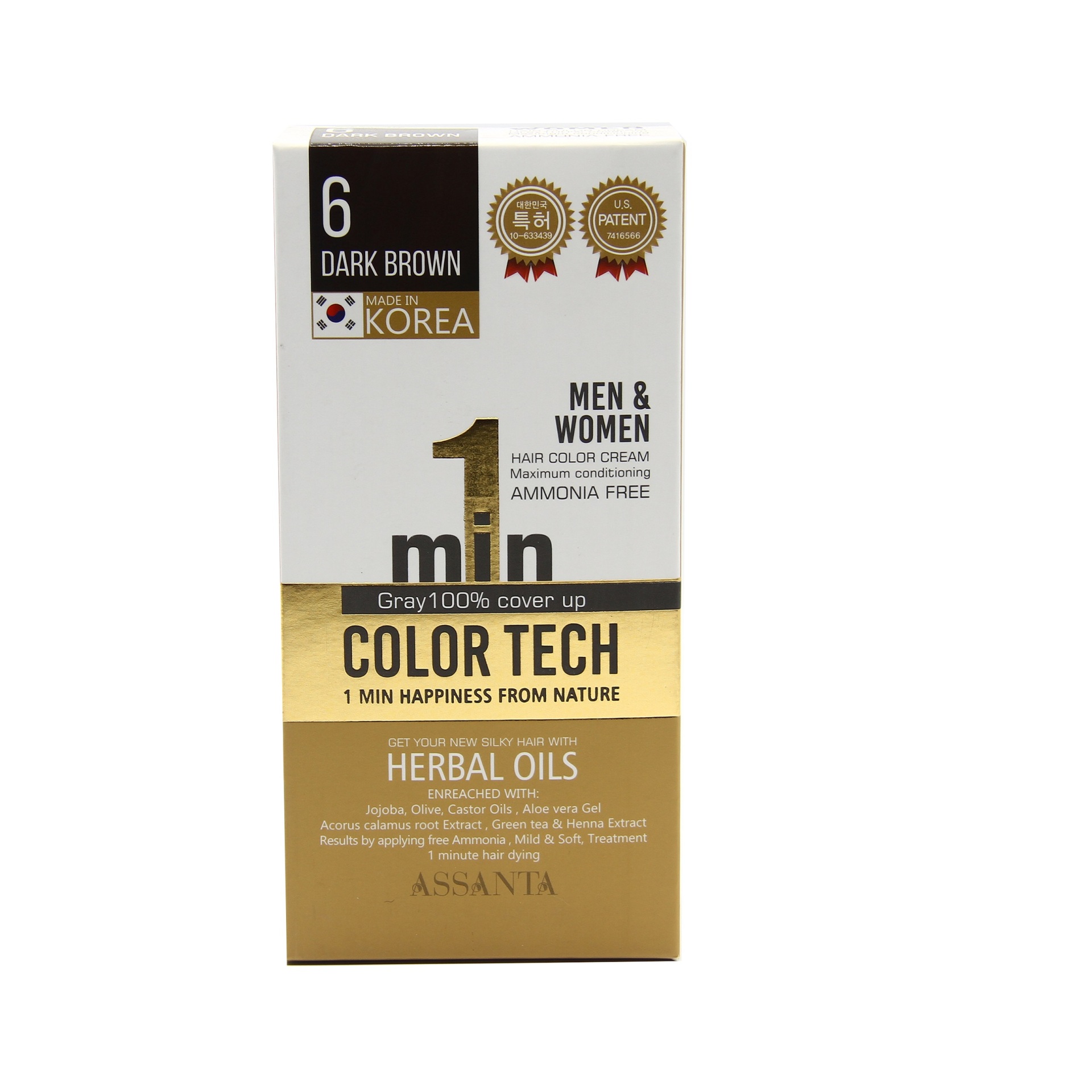  رنگ موی یک دقیقه‌ای آسانتا شماره ۶ – قهوه‌ای تیره | مردانه و زنانه | Asanta Hair Color No.6 Dark Brown | Bluebell Shop 