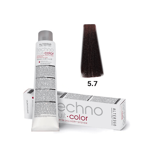 رنگ مو آلترگو تکنو 5.7 شکلاتی Alter Ego Techno Hair Color 5.7 Chocolate – Made in Italy رنگ قهوه‌ای شکلاتی گرم، پوشش کام