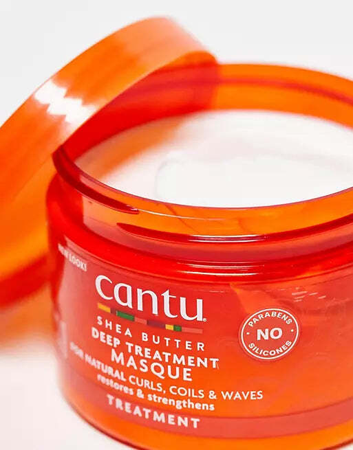  ماسک مو درمانی تقویتی عمیق Cantu مدل Shea Butter حجم ۳۴۰ گرم | ترمیم‌کننده و نرم‌کننده موهای فر | Cantu Deep Treatment M 