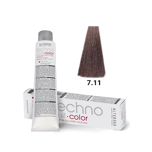  رنگ مو آلترگو تکنو 7.11 بلوند دودی قوی Alter Ego Techno Hair Color 7.11 Intense Ash Blonde – Made in Italy رنگ بلوند متو 