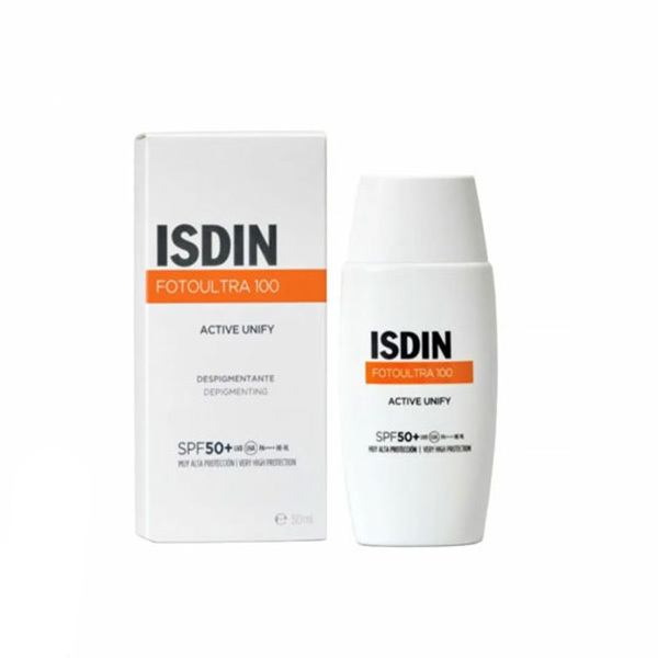 کرم ضد آفتاب ضد لک ایزدین مدل FOTOULTRA 100 Active Unify SPF 50+ حجم ۵۰ میل – محافظت بالا و یکنواخت‌سازی رنگ پوست
