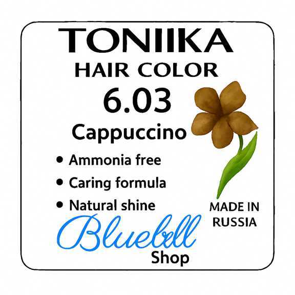  رنگ مو تونیکا شماره 6.03 | کاپوچینو بدون آمونیاک با جلوه گرم و پوشش طبیعی 