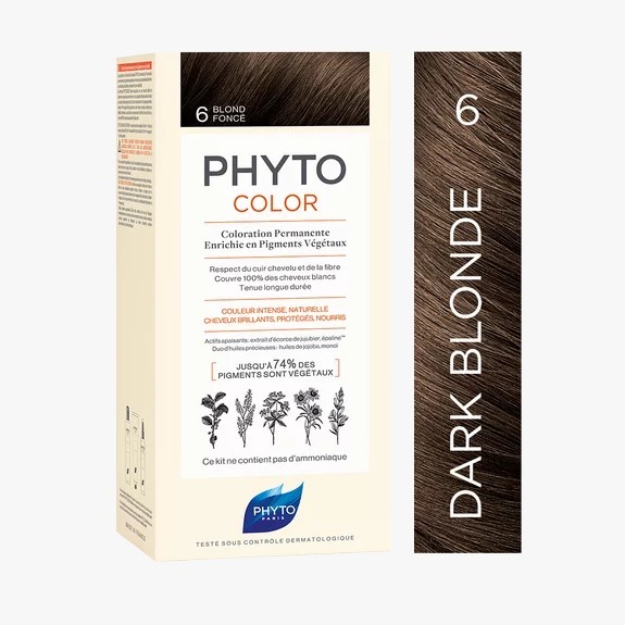رنگ موی فیتو شماره ۶ قهوهای تیره (Phytocolor 6 Dark Brown) | رنگ گیاهی بدون آمونیاک با جلوه طبیعی و ماندگار