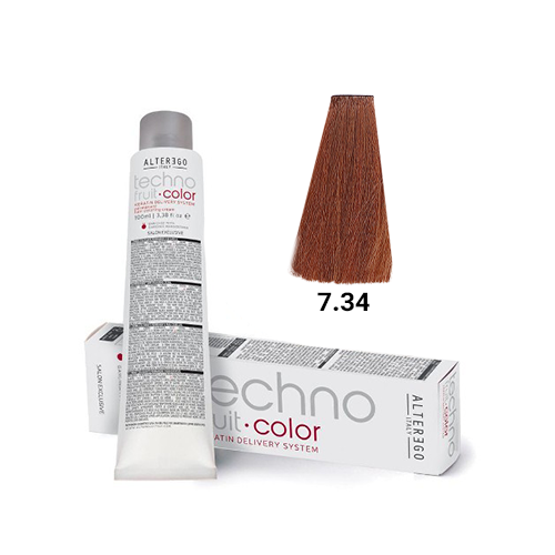 رنگ مو آلترگو تکنو 7.34 بلوند مسی طلایی Alter Ego Techno Hair Color 7.34 Golden Copper Blonde – Made in Italy رنگ بلوند
