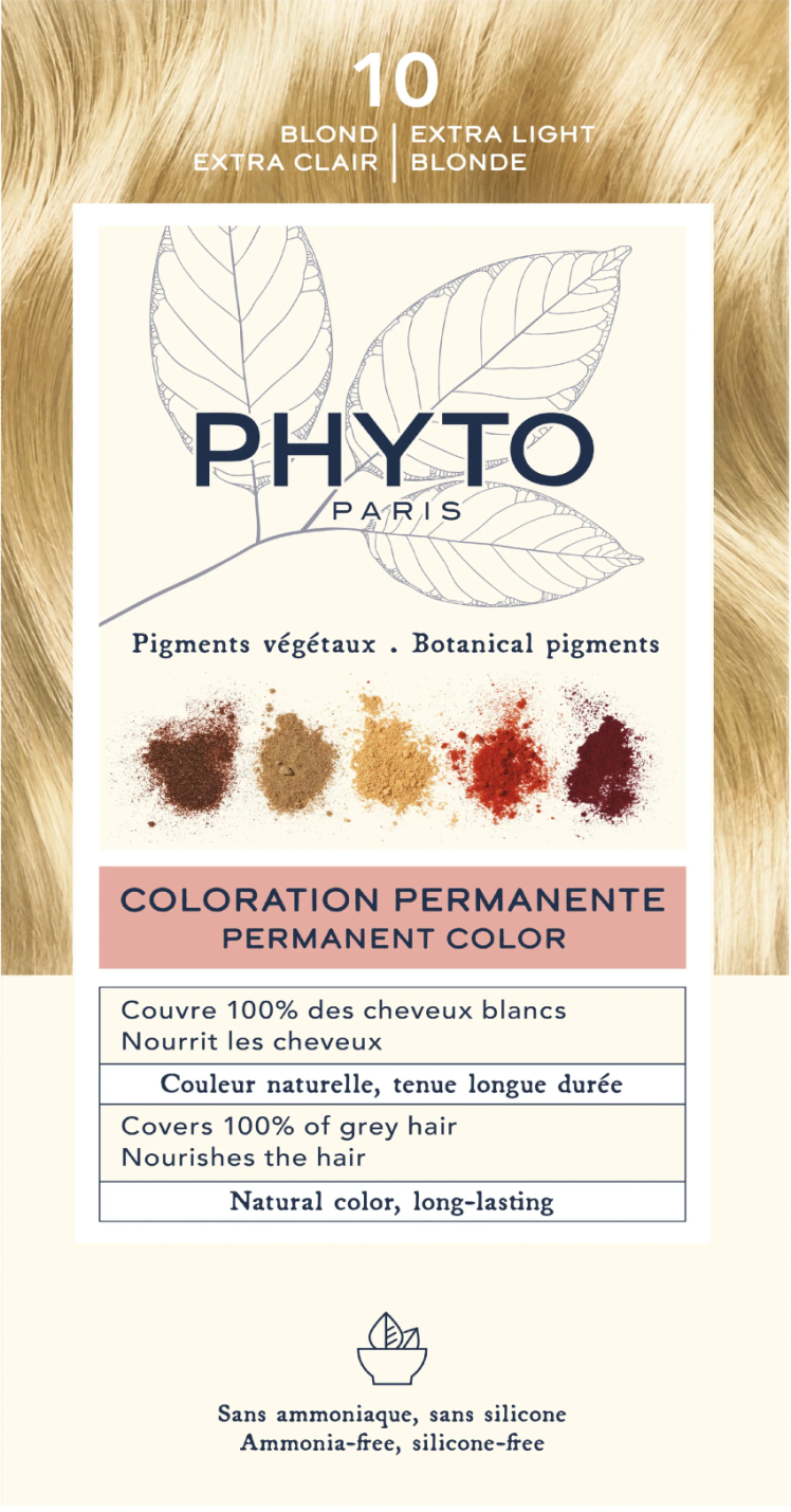 رنگ موی فیتو شماره ۱۰ بلوند پلاتینه (Phytocolor 10 Platinum Blonde) | رنگ گیاهی بدون آمونیاک با جلوه سرد و بسیار روشن