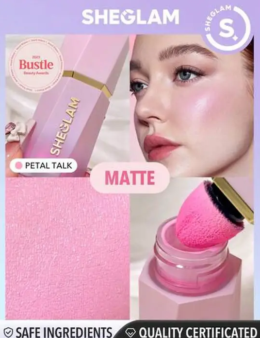 رژگونه مایع شیگلم مدل Petal Talk | رنگ صورتی ملایم با جلوه مات | SHEGLAM Liquid Blush Petal Talk