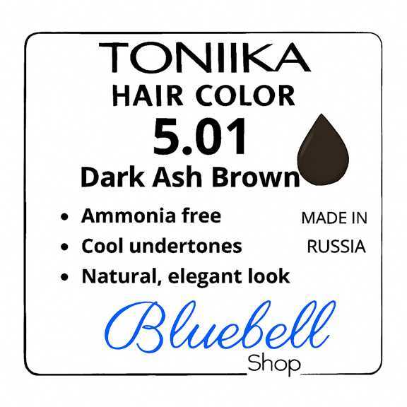  رنگ مو تونیکا شماره 5.01 | قهوه‌ای تیره خاکستری بدون آمونیاک با جلوه طبیعی و سرد 