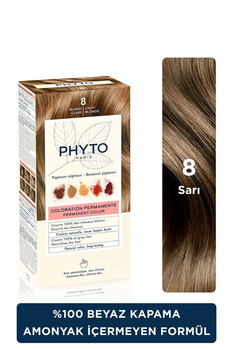 رنگ موی فیتو شماره ۸ بلوند روشن (Phytocolor 8 Light Blonde) | رنگ گیاهی بدون آمونیاک با جلوه طبیعی و درخشان