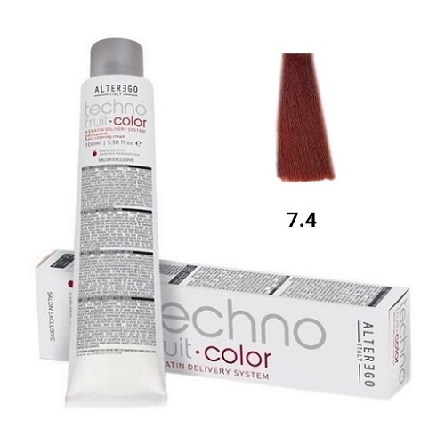 رنگ مو آلترگو تکنو 7.4 بلوند مسی Alter Ego Techno Hair Color 7.4 Copper Blonde – Made in Italy رنگ بلوند متوسط با تناژ م