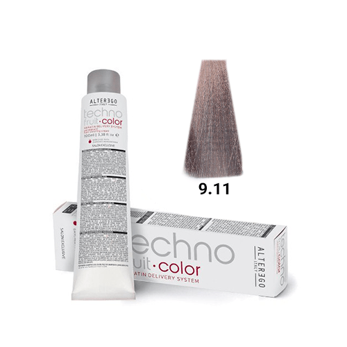رنگ مو آلترگو تکنو 9.11 بلوند دودی خیلی روشن قوی Alter Ego Techno Hair Color 9.11 Intense Very Light Ash Blonde – Made i