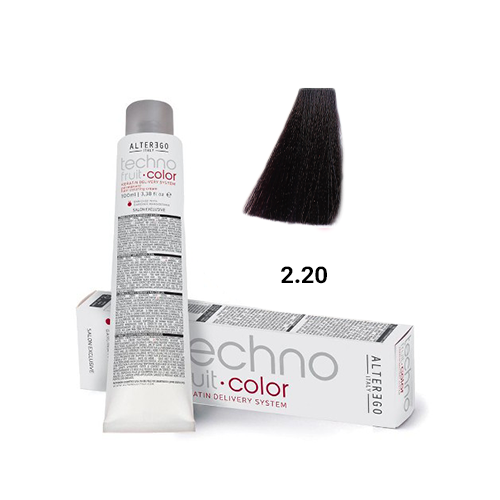  رنگ مو تکنو 2.20 قهوه‌ای زنبقی قوی (Techno Hair Color 2.20 Deep Iris Brown – Made in Italy) | رنگ قهوه‌ای بنفش تیره، پوش 