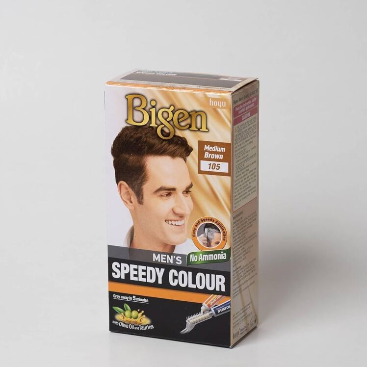 رنگ موی بیگن مردانه شماره ۱۰۵ قهوه‌ای متوسط (Bigen Men's Hair Colour 105 Medium Brown) | رنگ دائمی بدون آمونیاک با جلوه 