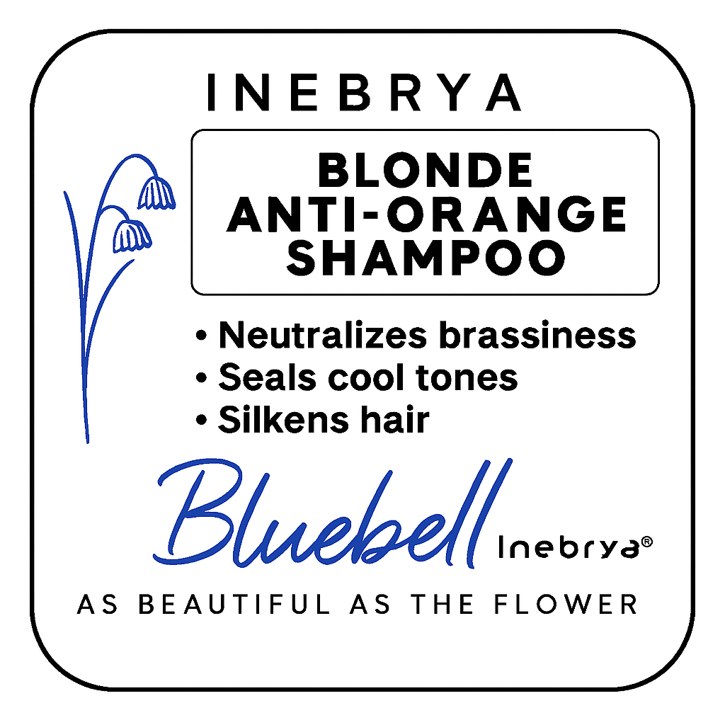  شامپو بلوند ضد نارنجی اینبریا – حجم ۱۰۰۰ میل | تثبیت رنگ سرد، خنثی‌کننده تناژ مسی و زرد 