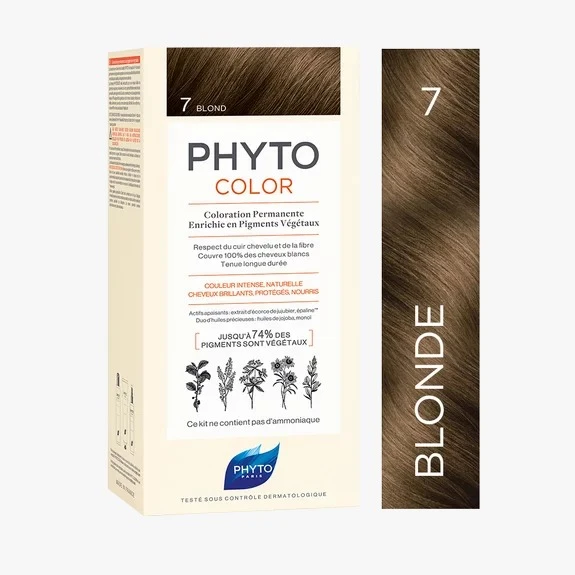 رنگ موی فیتو شماره ۷ بلوند طبیعی (Phytocolor 7 Blonde) | رنگ گیاهی بدون آمونیاک با جلوه روشن و لطیف