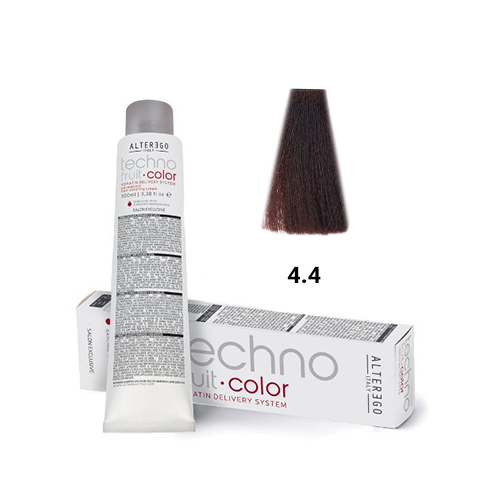 رنگ مو آلترگو تکنو 4.4 بلوطی مسی Alter Ego Techno Hair Color 4.4 Chestnut Copper – Made in Italy رنگ گرم و درخشان با ته‌