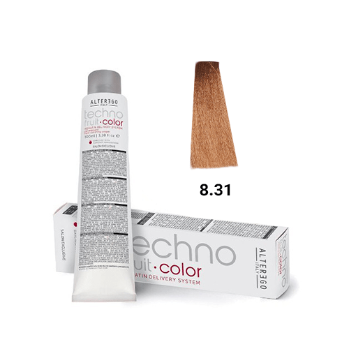 رنگ مو آلترگو تکنو 8.31 بلوند طلایی دودی Alter Ego Techno Hair Color 8.31 Golden Ash Blonde – Made in Italy رنگ بلوند رو