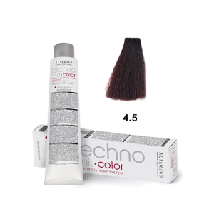 رنگ مو آلترگو تکنو 4.5 بلوطی ماهگونی Alter Ego Techno Hair Color 4.5 Chestnut Mahogany – Made in Italy رنگ قهوهای گرم ب