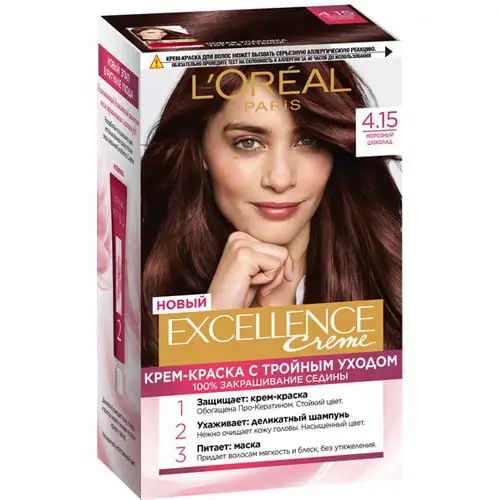 رنگ مو لورآل اکسلانس شماره ۴.۱۵ – قهوه‌ای ماهگونی خاکستری طبیعی