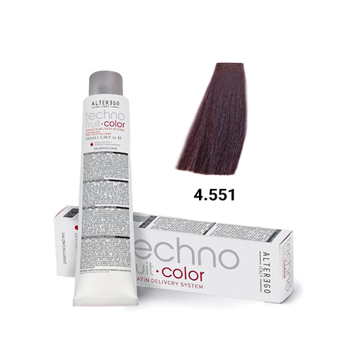 رنگ مو آلترگو تکنو 4.551 بلوطی قهوه‌ای ماهگونی قوی خاکستری Alter Ego Techno Hair Color 4.551 Chestnut Mahogany Brown Int