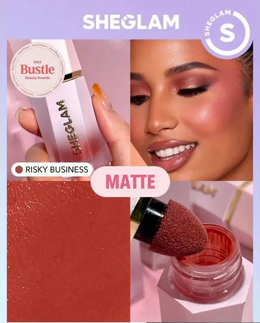  رژگونه مایع شیگلم مدل Risky Business | رنگ قرمز-نارنجی گرم با جلوه مات | SHEGLAM Liquid Blush Risky Business 