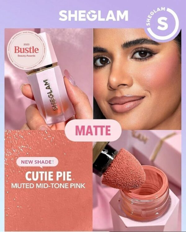 رژگونه مایع شیگلم مدل کاتی پای (Cutie Pie) | رنگ هلویی روشن با جلوه مات | SHEGLAM Liquid Blush Cutie Pie