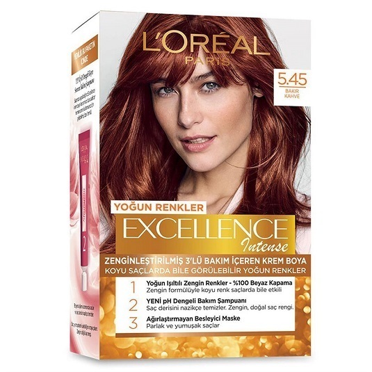 رنگ مو لورآل اکسلانس شماره ۵.۴۵ – ماهگونی مایل به قرمز طبیعی
