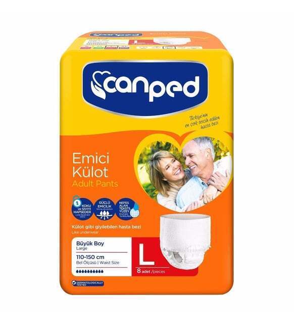 پوشک بزرگسال شورتی جان پد سایز بزرگ بسته ۸ عددی (Canped Adult Pants Large Size – 8 pcs) | جذب بالا، راحتی کامل، مناسب بر
