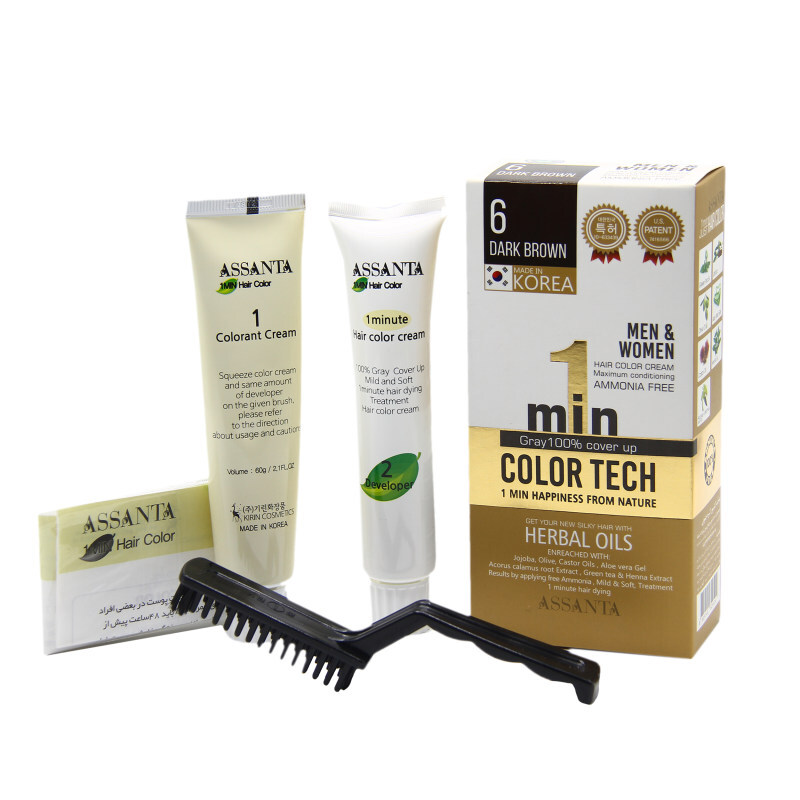  رنگ موی یک دقیقه‌ای آسانتا شماره ۶ – قهوه‌ای تیره | مردانه و زنانه | Asanta Hair Color No.6 Dark Brown | Bluebell Shop 