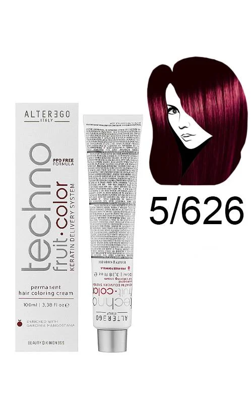  رنگ مو آلترگو تکنو 5.626 قرمز بنفش Alter Ego Techno Hair Color 5.626 Red Violet – Made in Italy رنگ ترکیبی قرمز و بنفش ب 