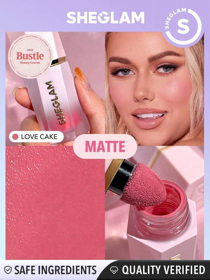 رژگونه مایع شیگلم مدل Love Cake | رنگ صورتی شیرین با جلوه لطیف و مات | SHEGLAM Liquid Blush Love Cake