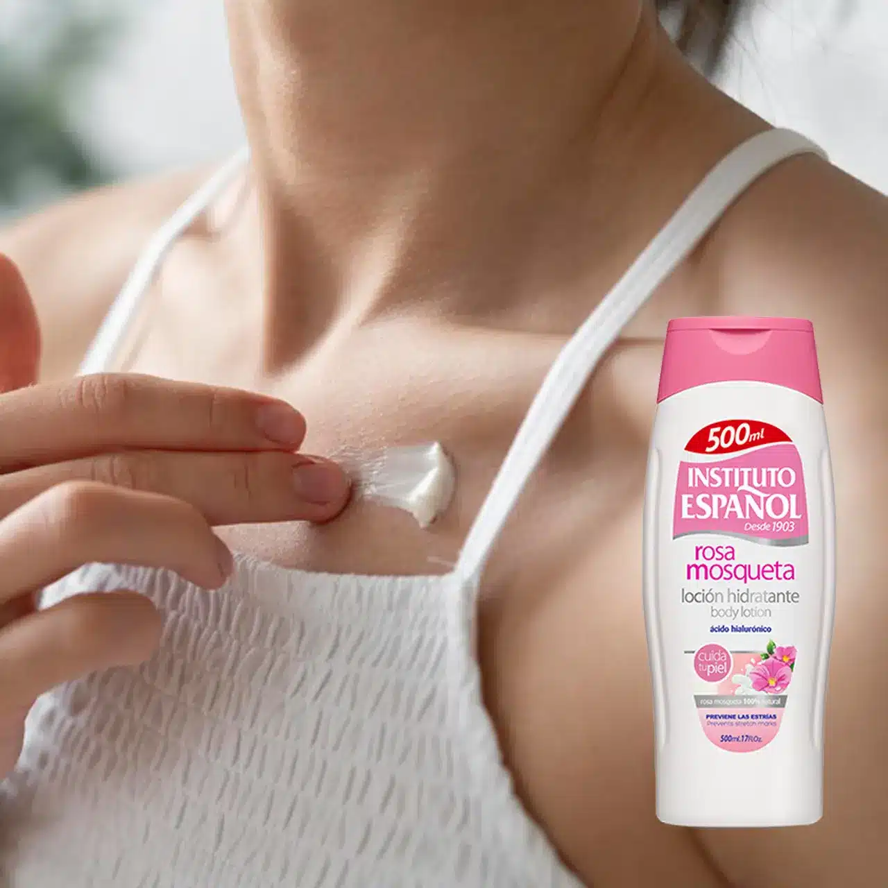 لوسیون بدن اسپانول مدل Rosa رز حجم ۵۰۰ میل | نرمکننده و تغذیهکننده پوست | Instituto Español Rosa Body Lotion