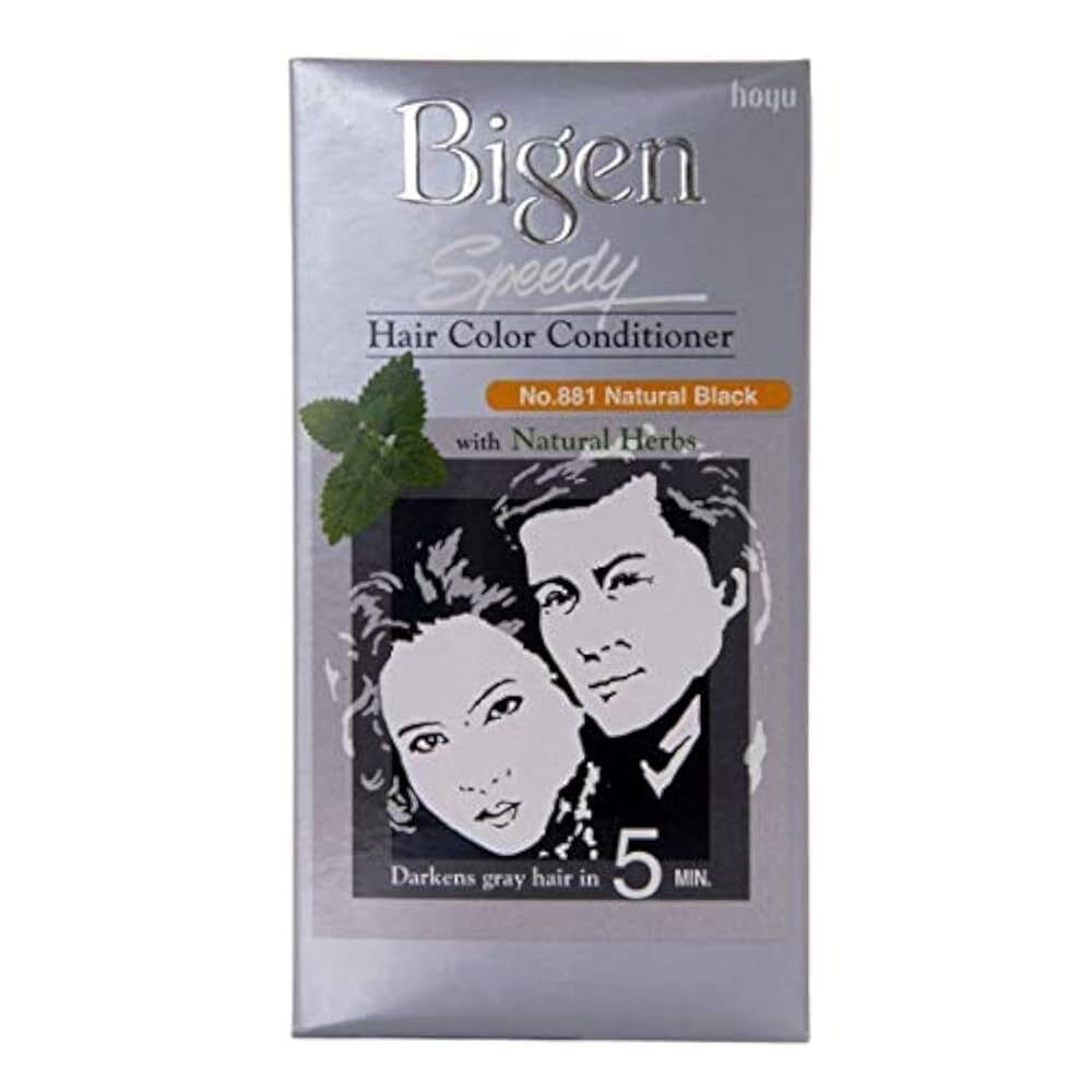  رنگ موی بیگن شماره ۸۸۱ مشکی طبیعی (Bigen Hair Colour 881 Natural Black) | رنگ پودری دائمی بدون آمونیاک حجم ۴۰ میل با پوش 