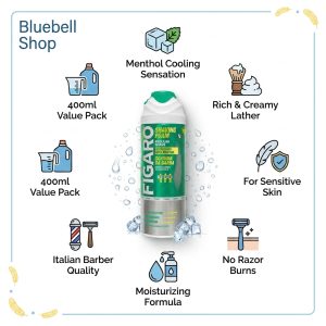 کف اصلاح مردانه فیگارو مدل MENTOLO حجم ۴۰۰ میلی‌لیتر | Figaro Mentolo Shaving Foam 400ml