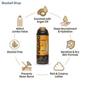 کف اصلاح مردانه فیگارو مدل ARGAN OIL حجم ۴۰۰ میلی‌لیتر | Figaro Argan Oil Shaving Foam 400ml