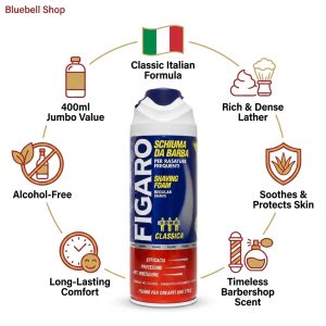 کف اصلاح مردانه فیگارو مدل CLASSICA حجم ۴۰۰ میلی‌لیتر | Figaro Classica Shaving Foam 400ml