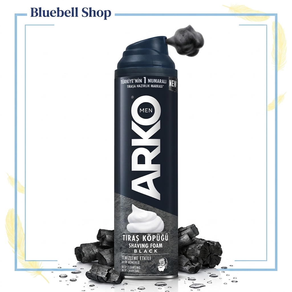 فوم اصلاح زغالی آرکو مدل Black حجم ۲۰۰ میلیلیتر | Arko Black Charcoal Shaving Foam 200ml